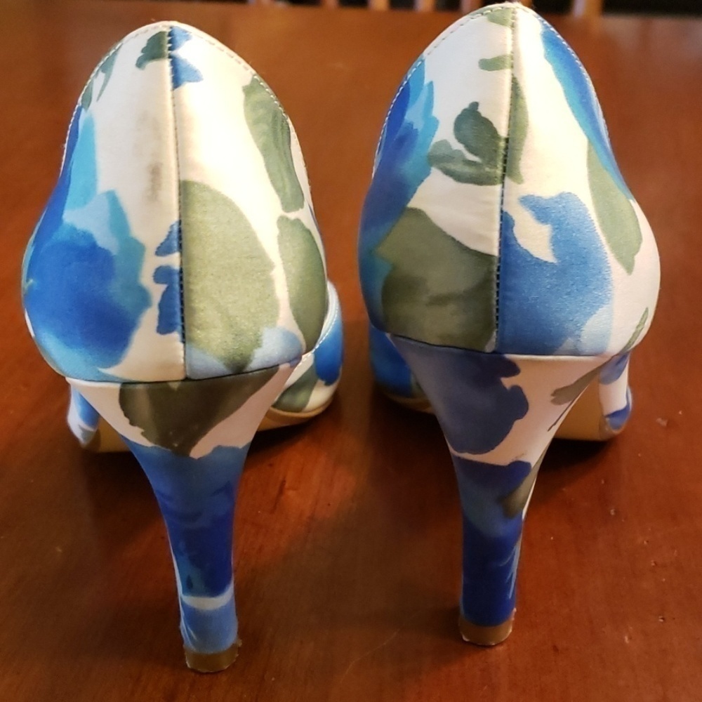 Michaelangelo Bloom Peeptoe Heels 7 Blue/Green VGUC - Picture 4 of 12